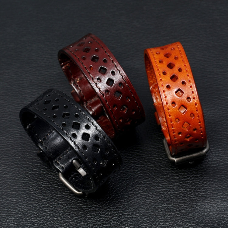 Vintage Hollowed Out Leather Bracelet Personalized Cycling Bracelet(Dark Brown) - Bracelets by PMC Jewellery | Online Shopping South Africa | PMC Jewellery | Buy Now Pay Later Mobicred