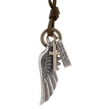 Personalized Angel Wings Pendant Adjustable Simple Long Necklace(Silver) - Necklaces & Pendants by PMC Jewellery | Online Shopping South Africa | PMC Jewellery | Buy Now Pay Later Mobicred