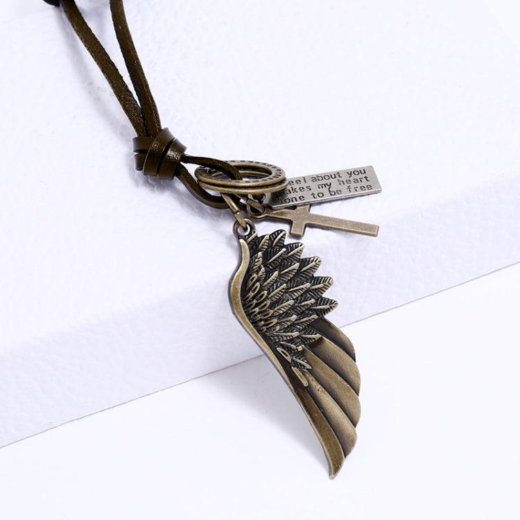 Personalized Angel Wings Pendant Adjustable Simple Long Necklace(Red Bronze) - Necklaces & Pendants by PMC Jewellery | Online Shopping South Africa | PMC Jewellery | Buy Now Pay Later Mobicred