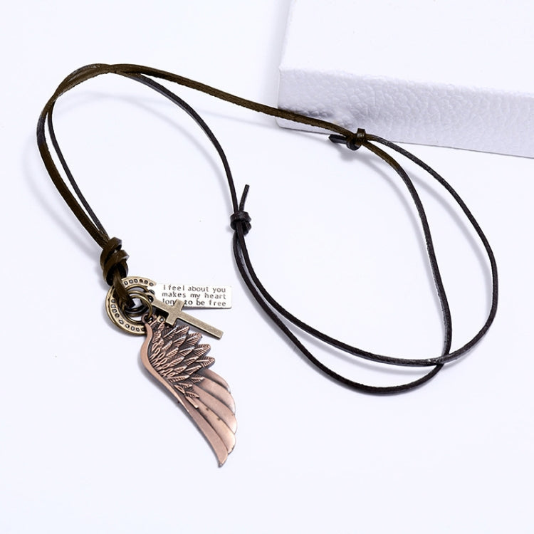 Personalized Angel Wings Pendant Adjustable Simple Long Necklace(Bronze) - Necklaces & Pendants by PMC Jewellery | Online Shopping South Africa | PMC Jewellery | Buy Now Pay Later Mobicred