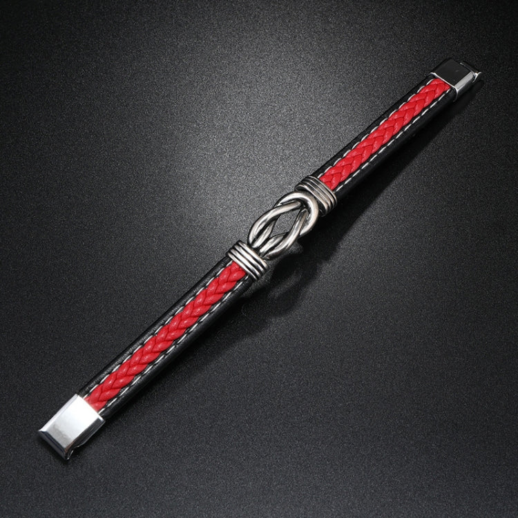 Simple Alloy Magnetic Clasp Leather Bracelet Personalized Braided Bracelet, Style: Black And Red 21cm - Bracelets by PMC Jewellery | Online Shopping South Africa | PMC Jewellery | Buy Now Pay Later Mobicred