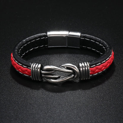 Simple Alloy Magnetic Clasp Leather Bracelet Personalized Braided Bracelet, Style: Black 21cm - Bracelets by PMC Jewellery | Online Shopping South Africa | PMC Jewellery | Buy Now Pay Later Mobicred