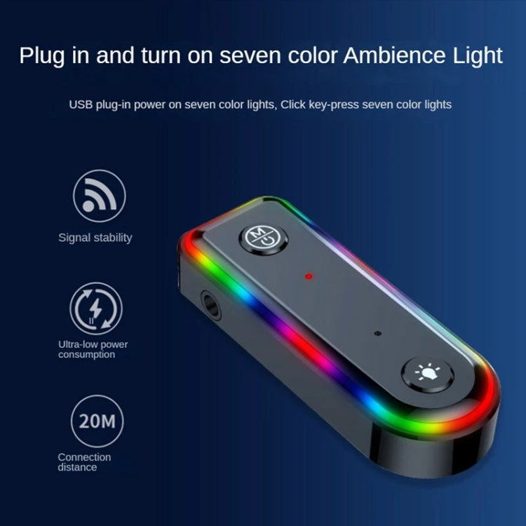 Q3 2-in-1 RGB Light Bluetooth Audio Receiver Launcher Car Audio Adapter - Bluetooth Adapters by PMC Jewellery | Online Shopping South Africa | PMC Jewellery | Buy Now Pay Later Mobicred