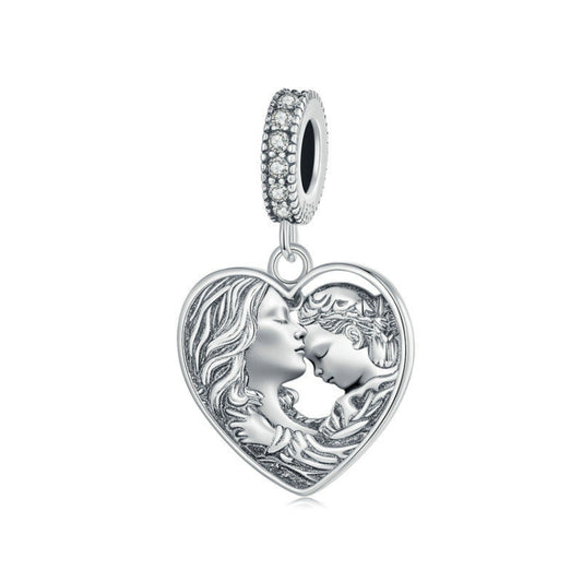 S925 Sterling Silver Mother-daughter Love Heart DIY Beads(SCC2765) - Jewelry Accessories by PMC Jewellery | Online Shopping South Africa | PMC Jewellery | Buy Now Pay Later Mobicred