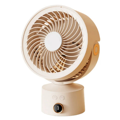 WT-F70  Oscillating Desk Fan  3-Speed Digital  Display, 4-Hour Timer, Adjustable Tilt Angle, Built-In 4000 MAh Battery(Apricot) - Electric Fans by PMC Jewellery | Online Shopping South Africa | PMC Jewellery | Buy Now Pay Later Mobicred