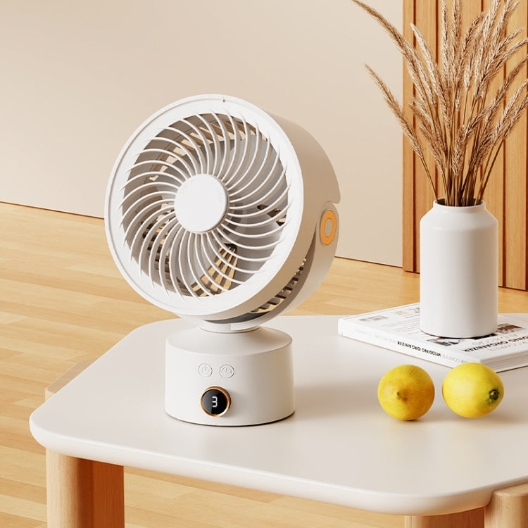 WT-F70  Oscillating Desk Fan  3-Speed Digital  Display, 4-Hour Timer, Adjustable Tilt Angle, Built-In 4000 MAh Battery(Apricot) - Electric Fans by PMC Jewellery | Online Shopping South Africa | PMC Jewellery | Buy Now Pay Later Mobicred