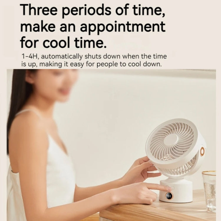 WT-F70  Oscillating Desk Fan  3-Speed Digital  Display, 4-Hour Timer, Adjustable Tilt Angle, Built-In 4000 MAh Battery(Apricot) - Electric Fans by PMC Jewellery | Online Shopping South Africa | PMC Jewellery | Buy Now Pay Later Mobicred