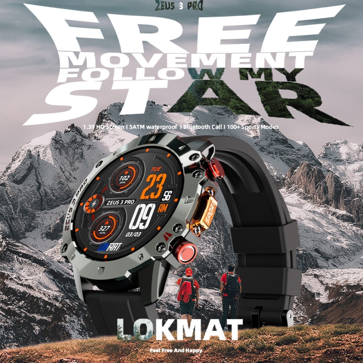 LOKMAT ZEUS3 Pro 1.39-Inch 5ATM Waterproof Outdoor Sports Bluetooth Call Smart Watch(Green) - Smart Watches by LOKMAT | Online Shopping South Africa | PMC Jewellery | Buy Now Pay Later Mobicred