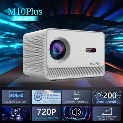 M10 Plus 1280x720P Projector 2.4G / 5G WIFI Bluetooth 5.2 Android 11 System Home Cinema AU Plug - Mini Projector by PMC Jewellery | Online Shopping South Africa | PMC Jewellery | Buy Now Pay Later Mobicred