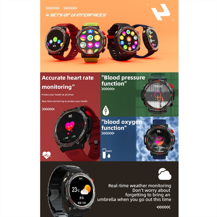 LOKMAT ZEUS 5 PRO 1.46 Inch 5ATM Waterproof Flashlight Bluetooth Call Smart Watch(Red) - Smart Watches by LOKMAT | Online Shopping South Africa | PMC Jewellery | Buy Now Pay Later Mobicred