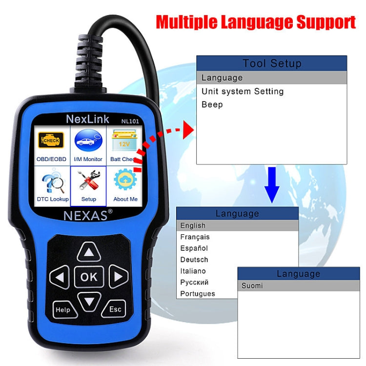 Nexas NL101 Universal OBD2 Scanner Diagnostic Tool & Battery Tester With OBDII - Electronic Test by Nexas | Online Shopping South Africa | PMC Jewellery | Buy Now Pay Later Mobicred