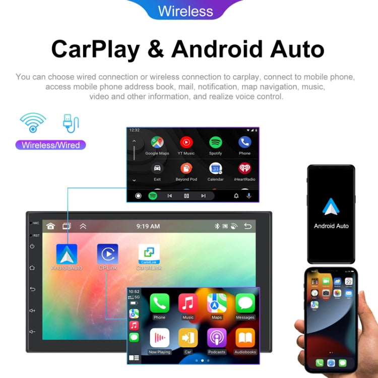 7inch Android 13.0 Dual Butt Universal Wireless Carplay Car Navigation Center Control All-In-One Monitor(Standard) - Car MP3 & MP4 & MP5 by PMC Jewellery | Online Shopping South Africa | PMC Jewellery | Buy Now Pay Later Mobicred