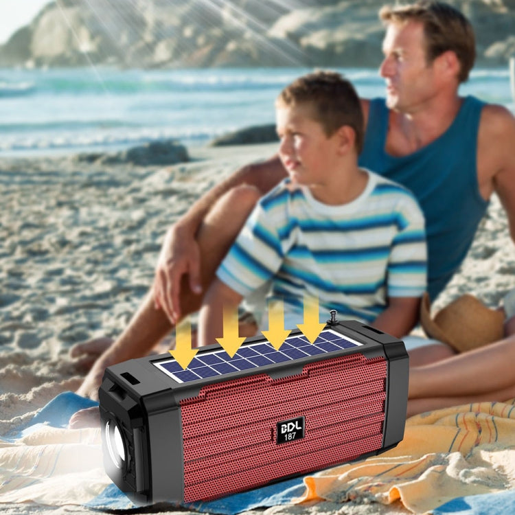 BDL-187 LED Light Solar Wireless Bluetooth Speaker Portable Outdoor Camping FM Radio(Red) - Radio Player by PMC Jewellery | Online Shopping South Africa | PMC Jewellery | Buy Now Pay Later Mobicred