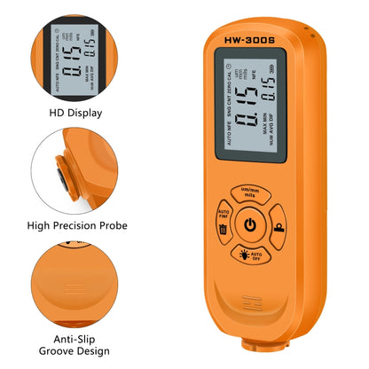 HW-300S High Precision Coating Thickness Gauge Anti-skid Paint Film Gauge(Orange Horizontal Screen) - Coating Thickness Gauge by PMC Jewellery | Online Shopping South Africa | PMC Jewellery | Buy Now Pay Later Mobicred