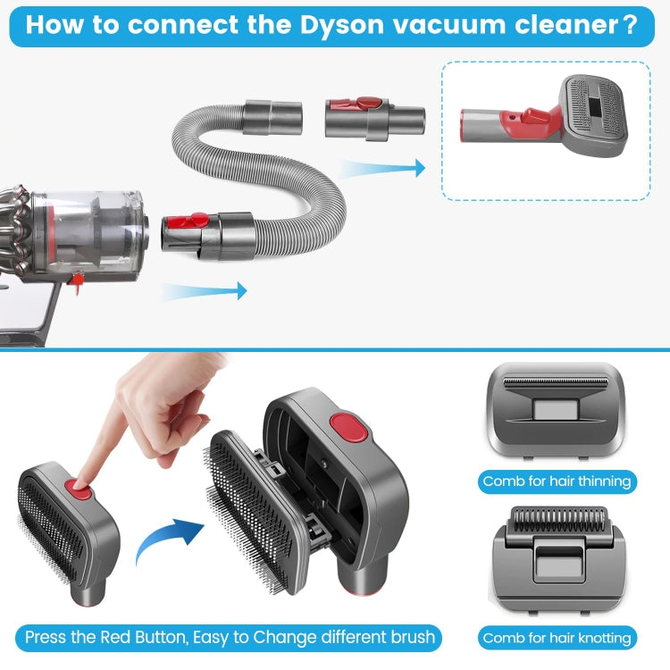 For Dyson V7 V8 V10 V11 V15 Pet 3 In 1 Grooming Suction Head Set Without Hose - For Dyson Accessories by PMC Jewellery | Online Shopping South Africa | PMC Jewellery | Buy Now Pay Later Mobicred