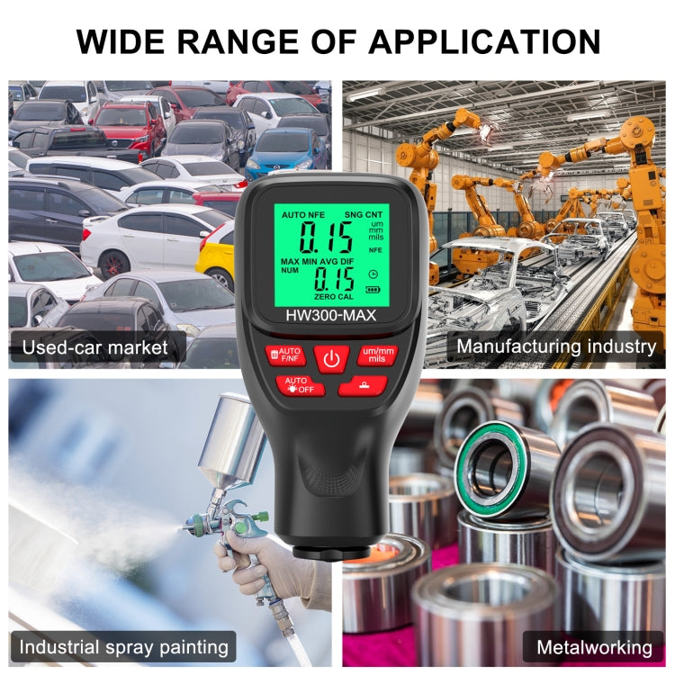 HW300-MAX Coating Thickness Gauge Anti-skid Paint Film Tester(Black) - Coating Thickness Gauge by PMC Jewellery | Online Shopping South Africa | PMC Jewellery | Buy Now Pay Later Mobicred