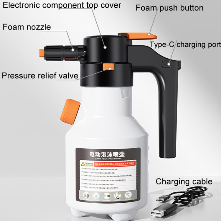 2L Car Wash Electric Foam Sprayer Rechargeable Pressurized PA Pot Electric Booster Sprayer(White) - Car washing supplies by PMC Jewellery | Online Shopping South Africa | PMC Jewellery | Buy Now Pay Later Mobicred