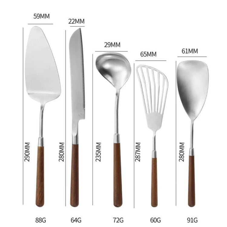 304 Stainless Steel Walnut Handle Cooking Tools Home Restaurant Kitchen Gadgets, Style: Soup Spoon - Cooking Tools by PMC Jewellery | Online Shopping South Africa | PMC Jewellery | Buy Now Pay Later Mobicred