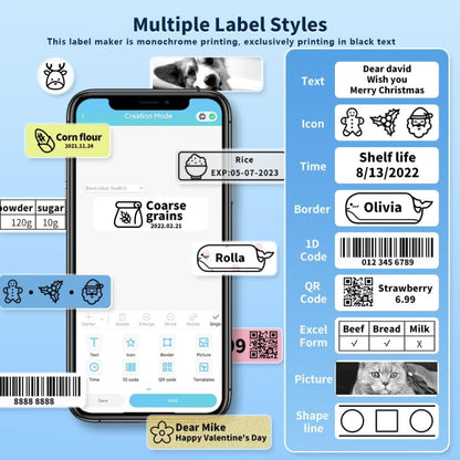 Phomemo D30 Thermal Label Printer Portable Bluetooth Mini Label Maker Machine With 5 Rolls Paper White - Printer by Phomemo | Online Shopping South Africa | PMC Jewellery | Buy Now Pay Later Mobicred