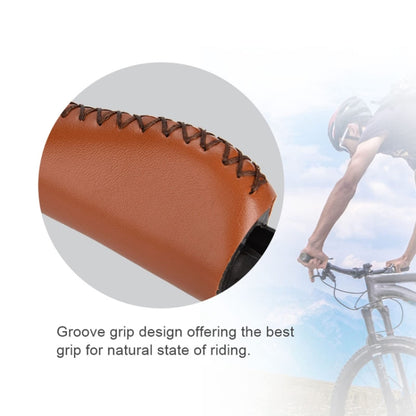 1pair Bicycle Non-Slip Leather Handlebar Grips Mountain Bike Vintage Handlebar Protector(Brown) - Bicycle Grips by PMC Jewellery | Online Shopping South Africa | PMC Jewellery | Buy Now Pay Later Mobicred