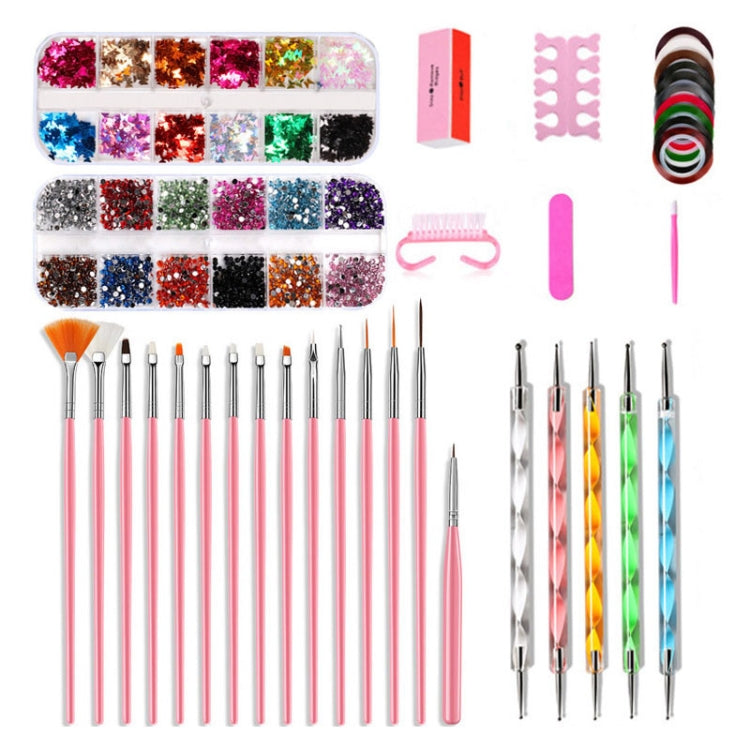 Nail Art Tools Set Nail Painting Pen Dotting Pen Filing Strip Rhinestone Butterfly Sequin Jewelry Set - Nail Art Equipment by PMC Jewellery | Online Shopping South Africa | PMC Jewellery | Buy Now Pay Later Mobicred