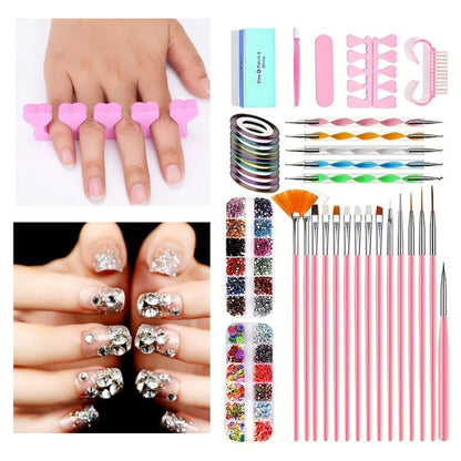 Nail Art Tools Set Nail Painting Pen Dotting Pen Filing Strip Rhinestone Butterfly Sequin Jewelry Set - Nail Art Equipment by PMC Jewellery | Online Shopping South Africa | PMC Jewellery | Buy Now Pay Later Mobicred