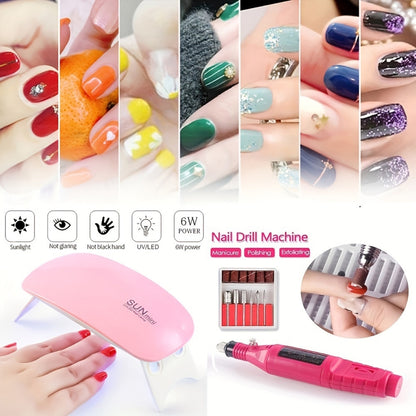 USB Plug-in Seashell Nail Lamp Mini UV Light Therapy Lamp Nail Polishers Stick Diamonds Tool Set(Rose Red) - Nail Art Equipment by PMC Jewellery | Online Shopping South Africa | PMC Jewellery | Buy Now Pay Later Mobicred