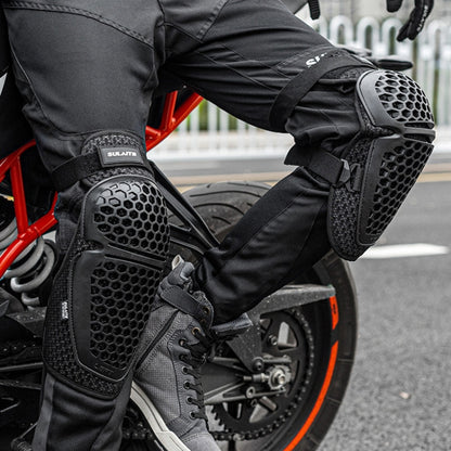 SULAITE Cycling Honeycomb Breathable Heat Dissipation Motorcycle Adjustable Protective Gear, Style: 2pcs /Set Knee Pads - Protective Gear by SULAITE | Online Shopping South Africa | PMC Jewellery | Buy Now Pay Later Mobicred