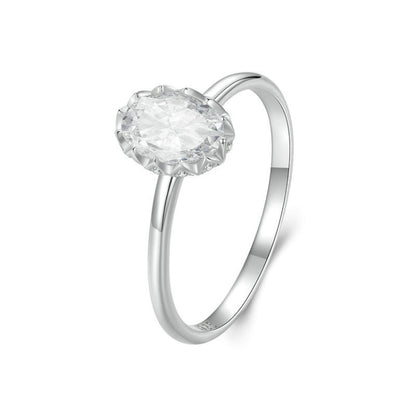 S925 Sterling Silver Plated With White Gold 1 Carat Moissanite Ring(No.7) - Rings by PMC Jewellery | Online Shopping South Africa | PMC Jewellery | Buy Now Pay Later Mobicred