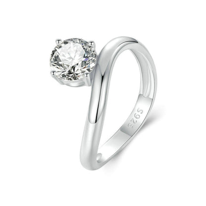 S925 Sterling Silver Platinum Plated 1 Carat Moissanite Engagement Ring(No.8) - Rings by PMC Jewellery | Online Shopping South Africa | PMC Jewellery | Buy Now Pay Later Mobicred