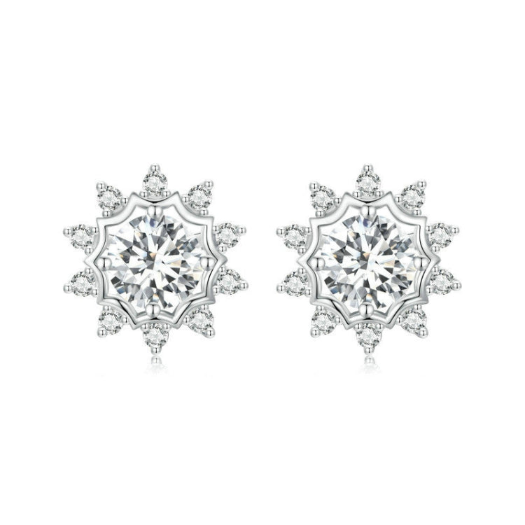 S925 Sterling Silver Plated With White Gold Shining Moissanite Earrings(MSE048) - Stud Earrings & Earrings by PMC Jewellery | Online Shopping South Africa | PMC Jewellery | Buy Now Pay Later Mobicred