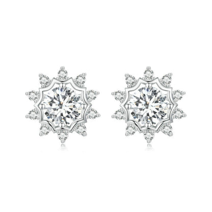 S925 Sterling Silver Plated With White Gold Shining Moissanite Earrings(MSE048) - Stud Earrings & Earrings by PMC Jewellery | Online Shopping South Africa | PMC Jewellery | Buy Now Pay Later Mobicred