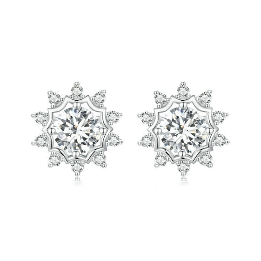 S925 Sterling Silver Plated With White Gold Shining Moissanite Earrings(MSE048) - Stud Earrings & Earrings by PMC Jewellery | Online Shopping South Africa | PMC Jewellery | Buy Now Pay Later Mobicred