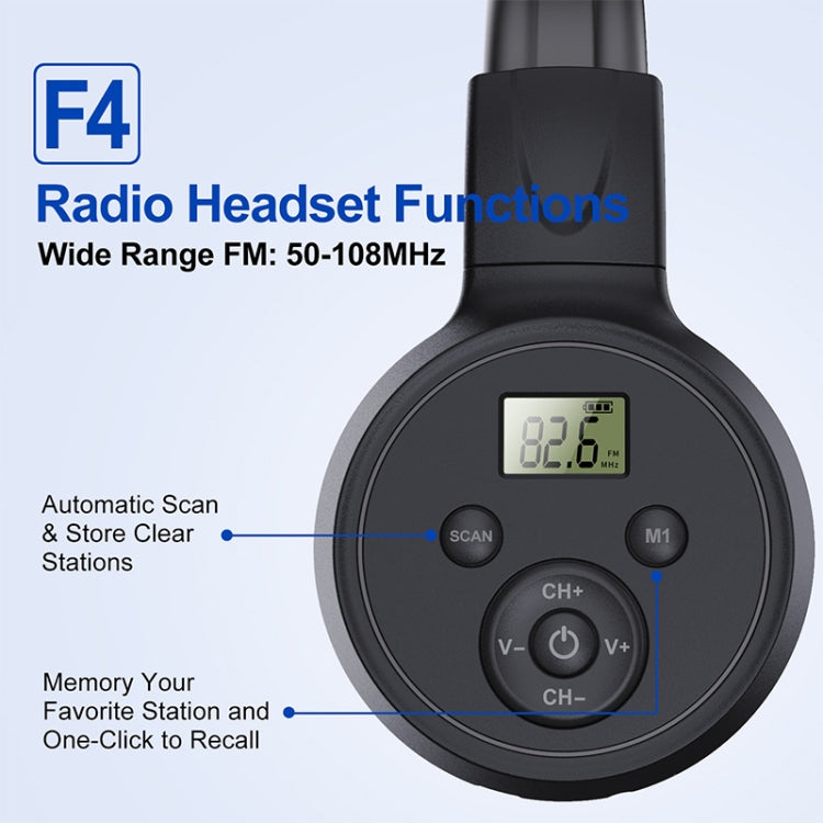 F4 Digital Display Automatic Scanning Foldable FM Radio Headphone, Spec: Battery Version - Radio Player by PMC Jewellery | Online Shopping South Africa | PMC Jewellery | Buy Now Pay Later Mobicred