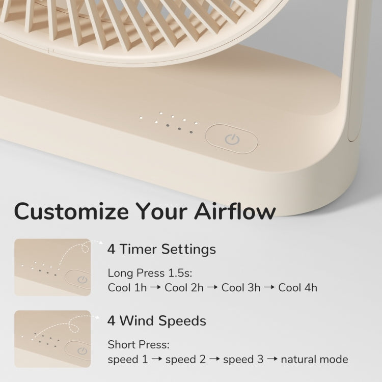 JisuLife FA27 Desktop Wireless Rechargeable Fan Office Table Mini Fan(Brown) - Electric Fans by JisuLife | Online Shopping South Africa | PMC Jewellery | Buy Now Pay Later Mobicred