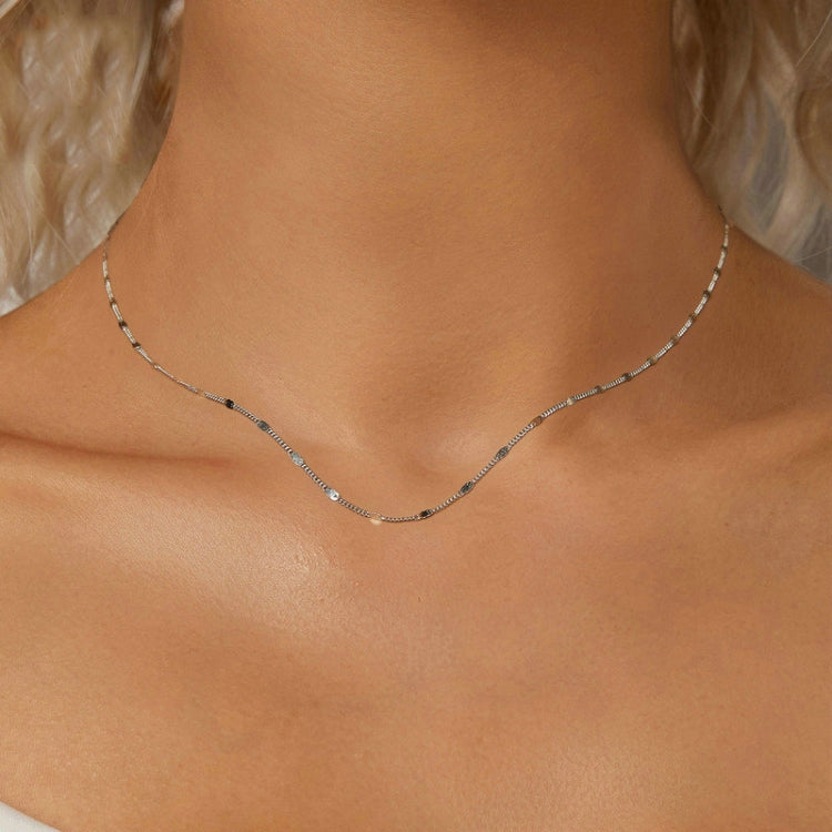 S925 Sterling Silver Platinum-plated Basic Necklace(SCA030) - Necklaces & Pendants by PMC Jewellery | Online Shopping South Africa | PMC Jewellery | Buy Now Pay Later Mobicred