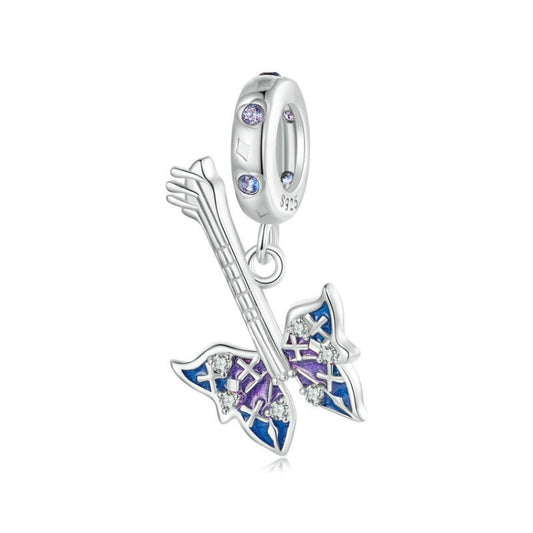 S925 Sterling Silver Platinum Plated Butterfly Bass DIY Pendant(SCC2764) - Jewelry Accessories by PMC Jewellery | Online Shopping South Africa | PMC Jewellery | Buy Now Pay Later Mobicred