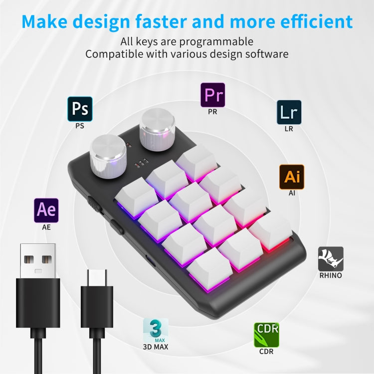 12 Keys Wired With RGB Lights Customized Office Keyboard Shortcut Keys Computer Audio Volume Control(Black) - Mini Keyboard by PMC Jewellery | Online Shopping South Africa | PMC Jewellery | Buy Now Pay Later Mobicred