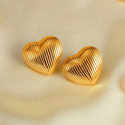 OPK GE907 1pair Vintage Heart Earrings Geometric Personalized Simple Stainless Steel Earrings - Stud Earrings & Earrings by OPK | Online Shopping South Africa | PMC Jewellery | Buy Now Pay Later Mobicred