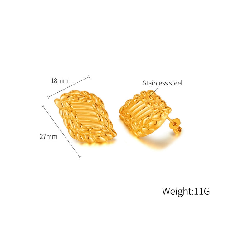 OPK GE909 1pair Minimalist Gold Plated Earrings Vintage Titanium Steel Geometric Earrings - Stud Earrings & Earrings by OPK | Online Shopping South Africa | PMC Jewellery | Buy Now Pay Later Mobicred