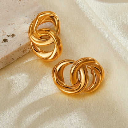 OPK GE910 1pair Simple Geometric Looped Temperament Stud Earrings Vintage Stainless Steel Earrings - Stud Earrings & Earrings by OPK | Online Shopping South Africa | PMC Jewellery | Buy Now Pay Later Mobicred