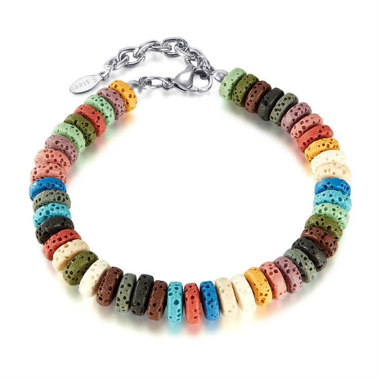 OPK GS1545 Stainless Steel Chain Colorful Volcanic Stone Bracelet - Bracelets by OPK | Online Shopping South Africa | PMC Jewellery | Buy Now Pay Later Mobicred