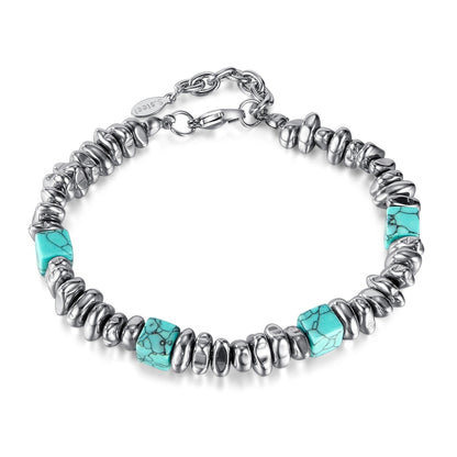 OPK GS1546 Stainless Steel Personalized Blue Turquoise Black Gallstone Bracelet - Bracelets by OPK | Online Shopping South Africa | PMC Jewellery | Buy Now Pay Later Mobicred