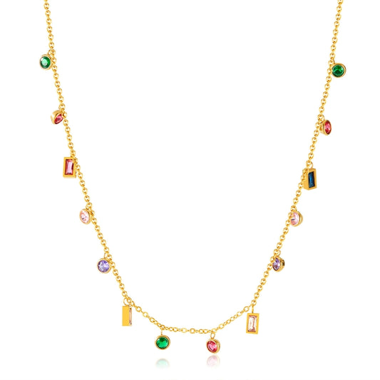 OPK GX2429 Colorful Dopamine Zirconia Small Accessories Stainless Steel Collarbone Chain - Necklaces & Pendants by OPK | Online Shopping South Africa | PMC Jewellery | Buy Now Pay Later Mobicred