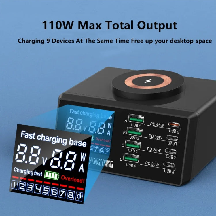 X9M 9-in-1 110W USB+PD Smart Multi-ports QI Magnetic Wireless Charger, Spec: White US Plug - Multifunction Charger by PMC Jewellery | Online Shopping South Africa | PMC Jewellery | Buy Now Pay Later Mobicred