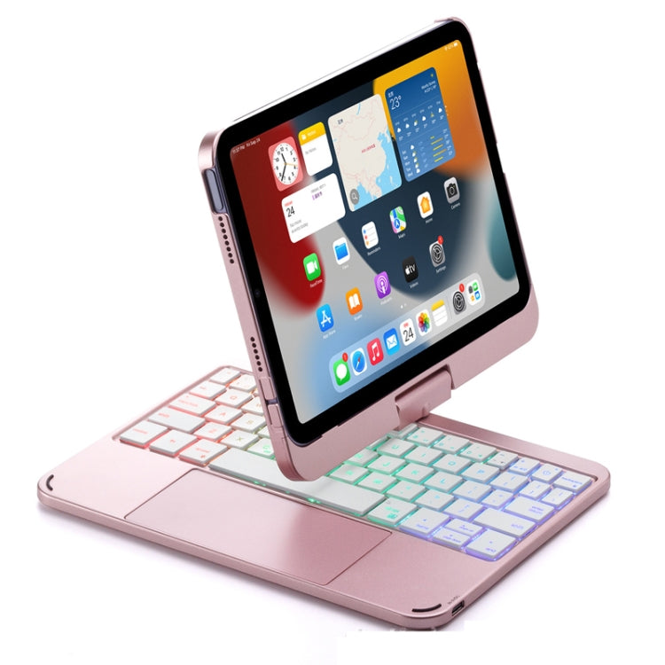 For iPad Mini 6 Tablet Bluetooth Keyboard With Backlight 360 Degree Rotation(Rose Gold) - For iPad mini by PMC Jewellery | Online Shopping South Africa | PMC Jewellery | Buy Now Pay Later Mobicred