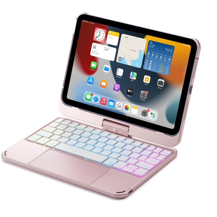 For iPad Mini 6 Tablet Bluetooth Keyboard With Backlight 360 Degree Rotation(Rose Gold) - For iPad mini by PMC Jewellery | Online Shopping South Africa | PMC Jewellery | Buy Now Pay Later Mobicred