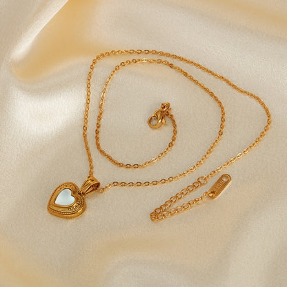 OPK GX2428 Vintage Stainless Steel Peach Heart Pendant Temperament Collarbone Necklace - Necklaces & Pendants by OPK | Online Shopping South Africa | PMC Jewellery | Buy Now Pay Later Mobicred