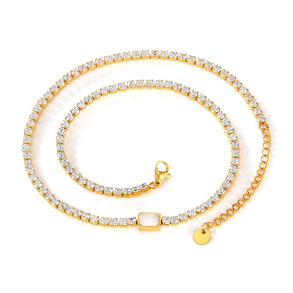 OPK GX2441 Personalized Stainless Steel Necklace With Diamonds(Gold) - Necklaces & Pendants by OPK | Online Shopping South Africa | PMC Jewellery | Buy Now Pay Later Mobicred