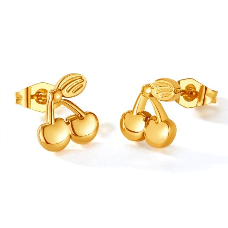 OPK GE943 1pair Stainless Steel Simple Delicate Cherry Earrings(Gold) - Stud Earrings & Earrings by OPK | Online Shopping South Africa | PMC Jewellery | Buy Now Pay Later Mobicred